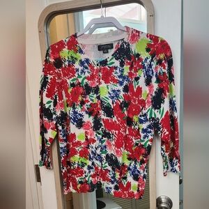 Colorful Floral Print Sweater